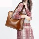 Women Oil Leather Tote Handbag Vintage Shoulder Bag