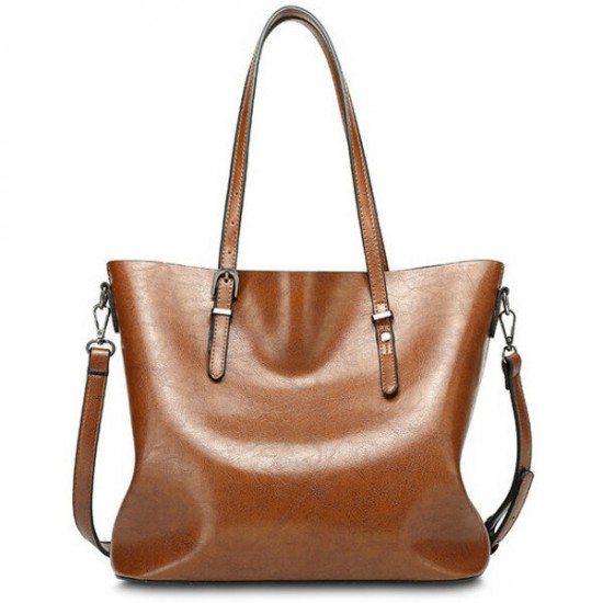 Women Oil Leather Tote Handbag Vintage Shoulder Bag