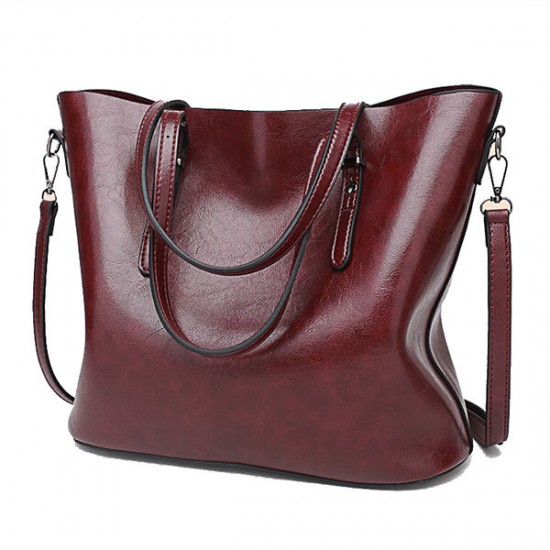 Women Oil Leather Tote Handbag Vintage Shoulder Bag