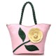 Women Multifunctional PU Leather Vintage Solid Rose Handbag