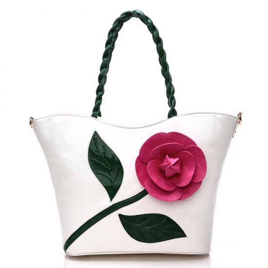 Women Multifunctional PU Leather Vintage Solid Rose Handbag