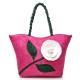 Women Multifunctional PU Leather Vintage Solid Rose Handbag