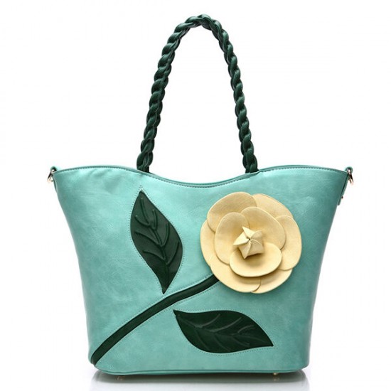 Women Multifunctional PU Leather Vintage Solid Rose Handbag