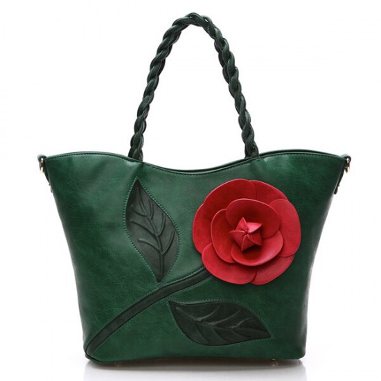 Women Multifunctional PU Leather Vintage Solid Rose Handbag