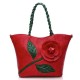 Women Multifunctional PU Leather Vintage Solid Rose Handbag