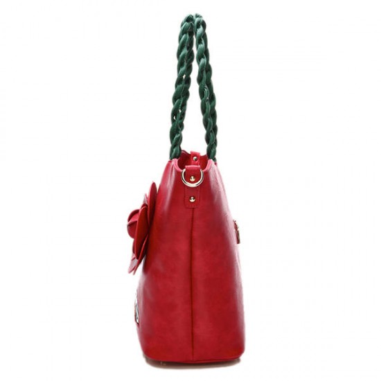 Women Multifunctional PU Leather Vintage Solid Rose Handbag