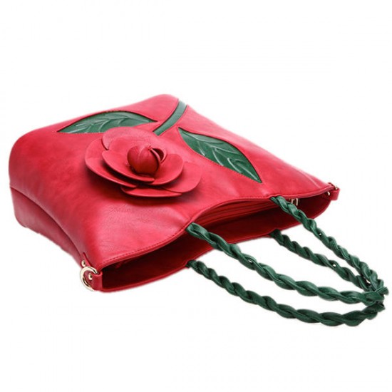 Women Multifunctional PU Leather Vintage Solid Rose Handbag