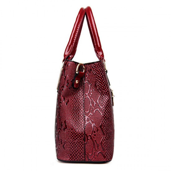 Women Faux Patent Leather Elegant Handbag Shoulder Bag