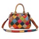 Women Patchwork Cowhide Colorful Handbag Tote Handbag Crossbody Bag