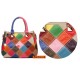 Women Patchwork Cowhide Colorful Handbag Tote Handbag Crossbody Bag