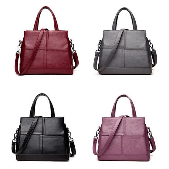 3 Main Pockets Women Casual PU Leather Handbag