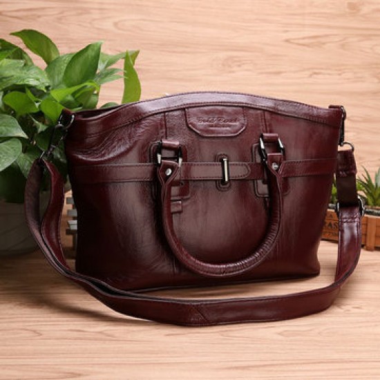 Women Genuine Leather Vintage Oil Wax Handbag