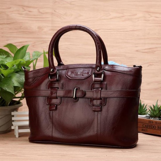 Women Genuine Leather Vintage Oil Wax Handbag