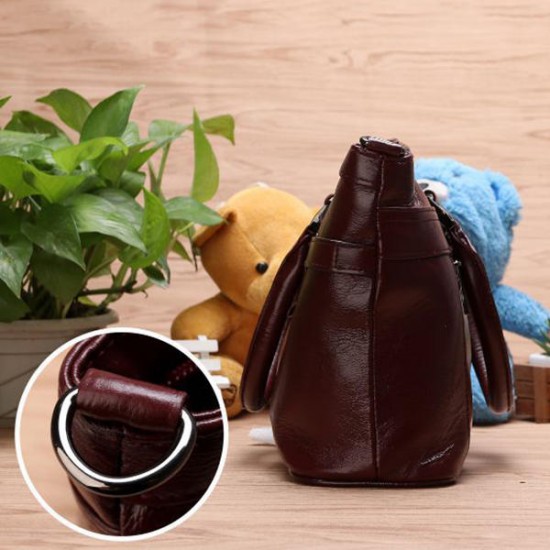 Women Genuine Leather Vintage Oil Wax Handbag