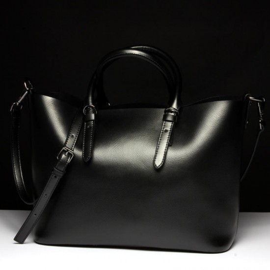 Soft Genuine Leather Women Solid Handbag