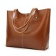 Women Simple Retro Pu Leather Tote Bag Handbag