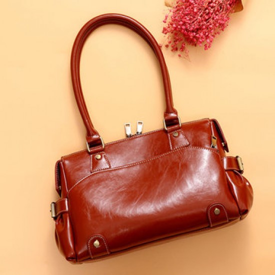 Women Genuine Leather Cowhide Vintage Designer Handbag Shoulder Bag