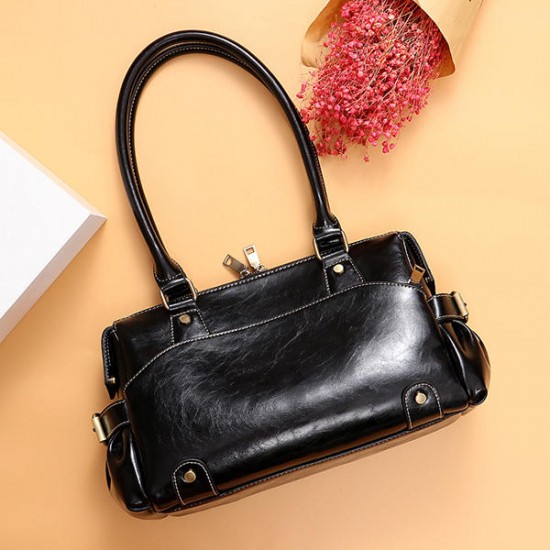 Women Genuine Leather Cowhide Vintage Designer Handbag Shoulder Bag