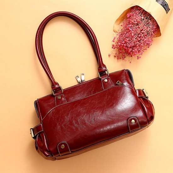 Women Genuine Leather Cowhide Vintage Designer Handbag Shoulder Bag