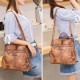 Women Vintage Oil Wax Multi-function Backpack Handbag