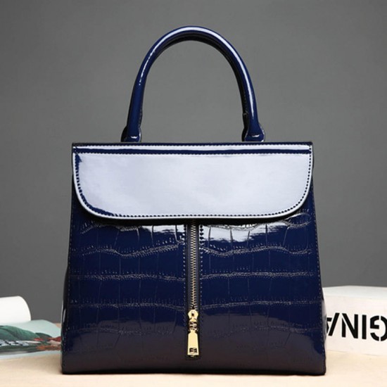 Women Fashion Portable Patent Leather Handbag