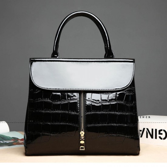 Women Fashion Portable Patent Leather Handbag