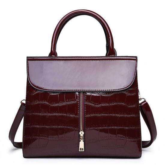 Women Fashion Portable Patent Leather Handbag