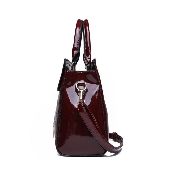 Women Fashion Portable Patent Leather Handbag