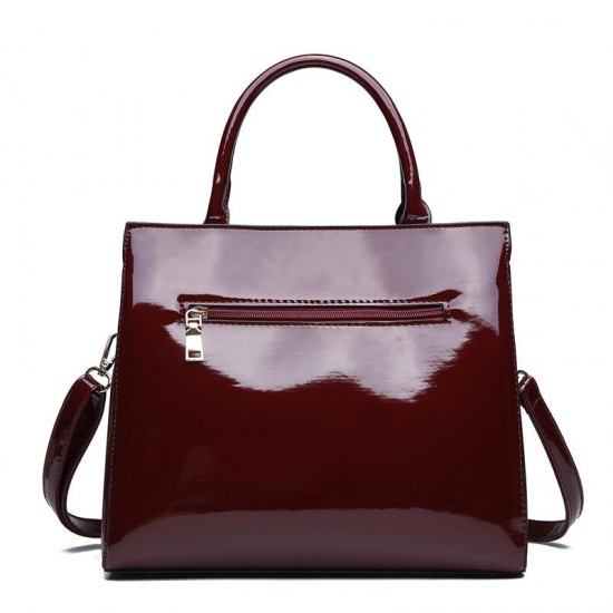 Women Fashion Portable Patent Leather Handbag