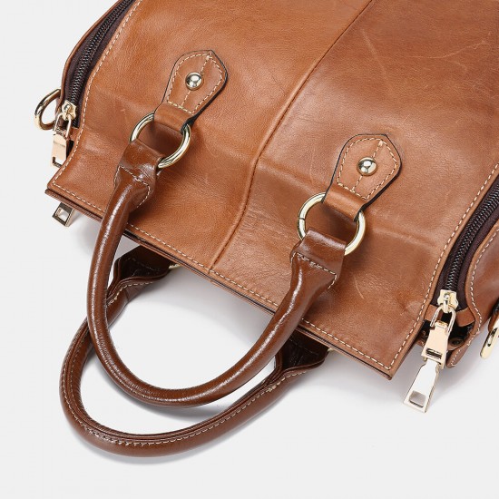 Women Genuine Leather Multifunction Crossbody Bag Handbag