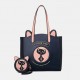 2PCS Women Fashion Crossbody Bag Cat Pattern Handbag