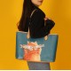 Women 2 PCS Cat Pattern Tote Large Capacity Shoulder Bag Handbag