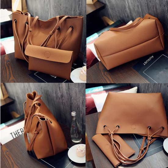 2pcs Women Leather Large Shoulder Messenger Shopping Bag Purse Handbag Tote