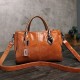 Women Vintage Handbag Oil Wax Leather Three-layer Crosssbody Bag