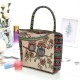 Women Colored Owl Floral Printed Pattern Patchwork Retro Large Capacity Tote Handbag