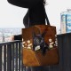 Women Felt Cute 3D Three-dimensional Black Cat Daisy Pattern Shoulder Bag Handbag Tote