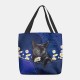 Women Felt Cute 3D Three-dimensional Black Cat Daisy Pattern Shoulder Bag Handbag Tote