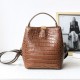 Women Genuine Leather Cowhide Alligator Pattern Vintage Casual Multi-carry Handbag Crossbody Bag