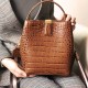 Women Genuine Leather Cowhide Alligator Pattern Vintage Casual Multi-carry Handbag Crossbody Bag