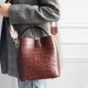 Women Genuine Leather Cowhide Alligator Pattern Vintage Casual Multi-carry Handbag Crossbody Bag