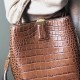 Women Genuine Leather Cowhide Alligator Pattern Vintage Casual Multi-carry Handbag Crossbody Bag