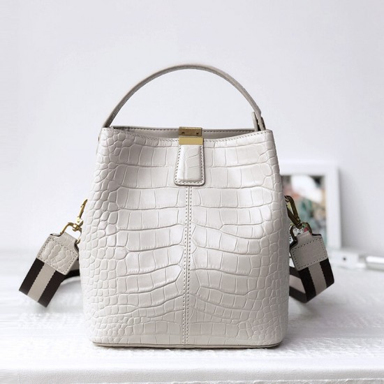 Women Genuine Leather Cowhide Alligator Pattern Vintage Casual Multi-carry Handbag Crossbody Bag