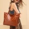 Women PU Leather Spring Vintage Large Capacity Shoulder Bag Handbag Tote