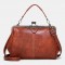 Women PU Leather Large Capacity Vintage Lock Handbag Crossbody Bag Satchel Bag