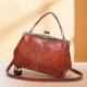 Women PU Leather Large Capacity Vintage Lock Handbag Crossbody Bag Satchel Bag