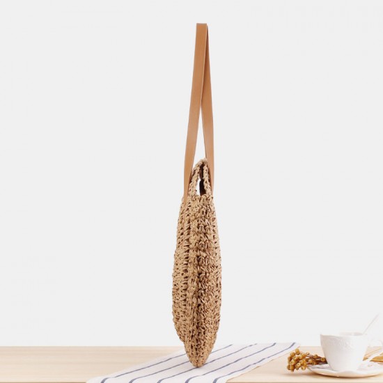 Women Simplicity Stripe Straw Bag Handbags Tote Retro Beach Bag