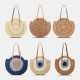 Women Simplicity Stripe Straw Bag Handbags Tote Retro Beach Bag