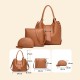 3 PCS PU Leather Vintage Solid Large Capacity Wallet Clutch Bag Phone Bag Handbag Crossbody Bag Shoulder Bag