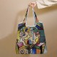 Women Abstract Figures Pattern Print Handbag Shoulder Bag Lightweight Shopping Cloth Bags