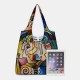 Women Abstract Figures Pattern Print Handbag Shoulder Bag Lightweight Shopping Cloth Bags